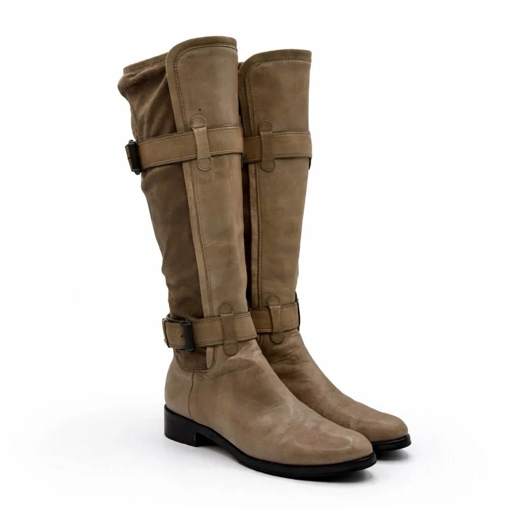 Cole Haan Riding Boots Leather Nike Air Avalon Tall Boots Taupe Leather 6B - Picture 2 of 16